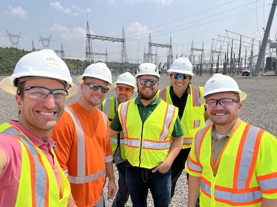 Workers discussing project